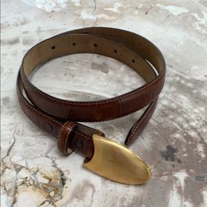 WCM New York Brown Calfskin Moc Croc Belt  S